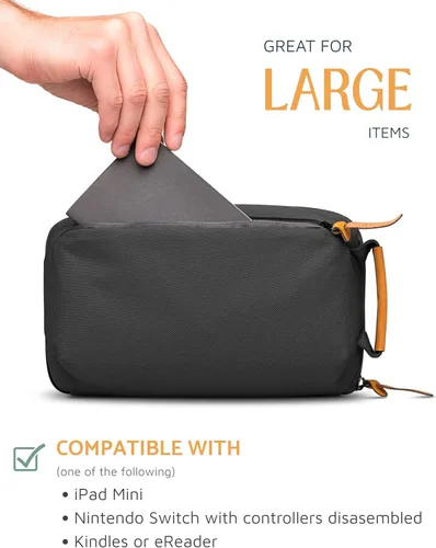 Vista 4 de Organizador de Bolso Tecnológico - Bolsa Organizadora Pequeña para Electrónica de Viaje - Estuche de Viaje Premium con Acentos de Cuero - Bolsillo