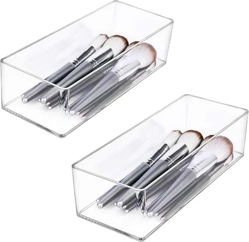 Vista 2 de JessLab Organizador de Acrílico, Paquete de 2 Secciones de Cubo Organizador de Maquillaje para Cajón, Organizador de Maquillaje para Tocador
