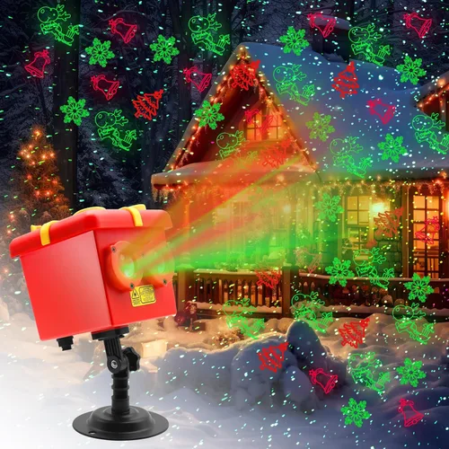 Vista 9 de Proyector de luces de copo de nieve para exteriores, 9 vatios súper brillantes, lámpara de nevada, proyección de luz nocturna, luces LED