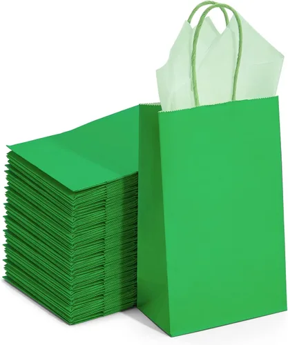 Vista 13 de DjinnGlory Paquete de 100 bolsas de regalo pequeñas de papel azul marino náutico con asas, juego a granel para graduaciones, pequeñas empresas