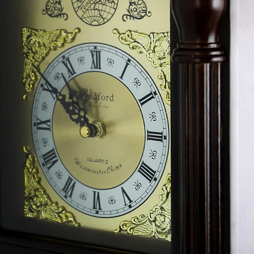 Vista 2 de Bedford Clock Collection Reloj de pared antiguo de roble cereza de caoba antiguo de 25.5 pulgadas con números romanos, marrón
