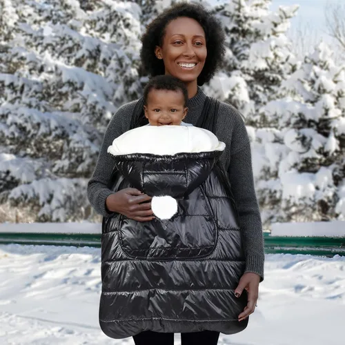 Vista 6 de Orzbow Cubierta de portabebés de invierno con capucha desmontable, impermeable y a prueba de viento, universal para portabebés y taburetes