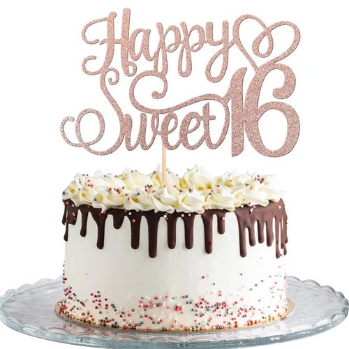 Vista 15 de 24 piezas de decoraciones para cupcakes de 16 cumpleaños con purpurina, ¡Hola 16! Dulces 16 desde 2008, púas para cupcakes de 16 años para celebrar