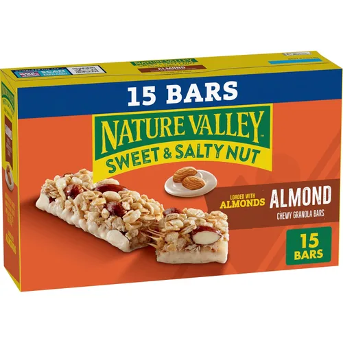 Vista 24 de Nature Valley Barras de granola de nueces dulces y saladas, maní, 15 barras, 18 onzas