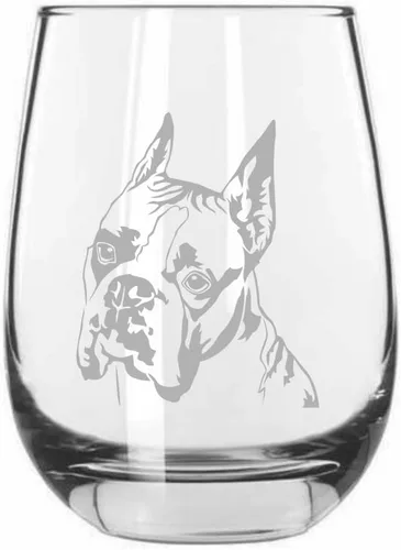 Vista 347 de Shar Pei (chino) - Vaso de vino sin tallo grabado para perro, 15.25 onzas
