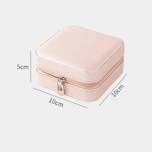 Vista 7 de Joyero pequeño de cuero, estuche portátil de viaje para anillos, colgantes, aretes, collares, organizador de pulseras, cajas de almacenamiento (rosa)