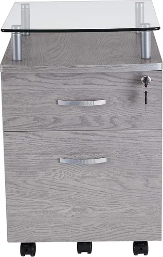 Vista 6 de Techni Mobili Escritorio funcional para computadora en forma de L, color gris y archivador enrollable, regular, gris