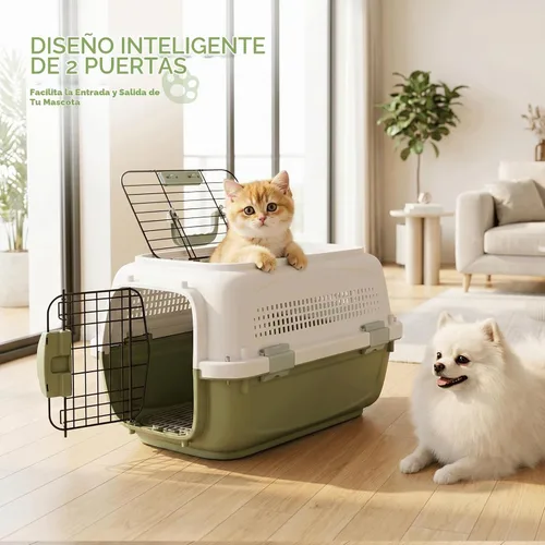 Vista 6 de Magshion - Transportador para perros y gatos de 18 pulgadas, color verde Blanco+verde