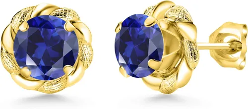 Vista 102 de Gem Stone King Aretes de plata de ley 925 de 0.236 in con piedra natal redonda para mujer