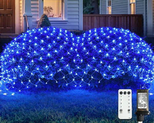 Vista 20 de JMEXSUSS - Luces de red para exteriores impermeables, de 12 x 5 pies, con enchufe y 8 modos con control remoto, 360 luces LED para decoración