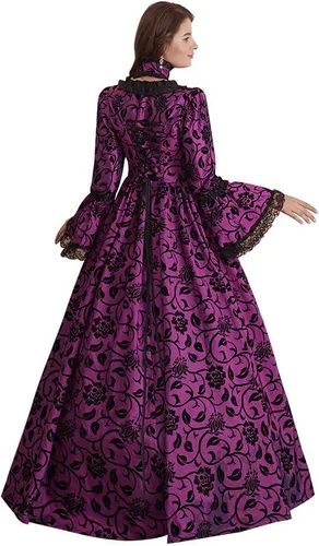 Vista 6 de CountryWomen Vestido de baile rococó para mujer del siglo XVIII, vestido largo gótico victoriano, vestido de baile de máscaras, vestidos temáticos