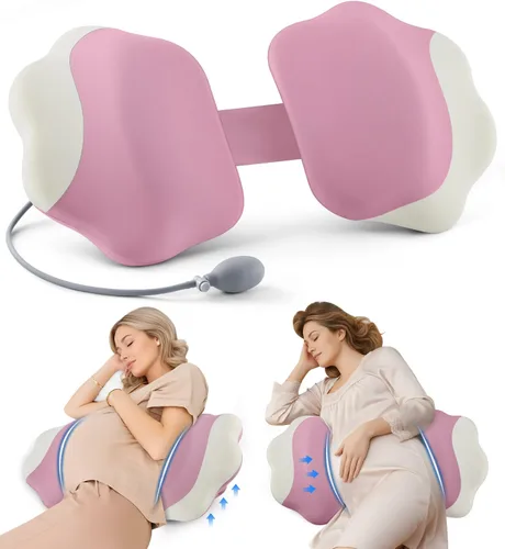 Vista 10 de Almohadas de embarazo para dormir, almohada de espuma viscoelástica de maternidad con soporte para la espalda, vientre y caderas, almohada de viaje