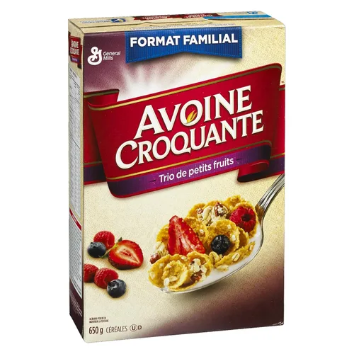 Vista 4 de General Mills Family Size Oatmeal Crisp Triple Berry Cereal, 22.93 oz/22.9 onzas, (importado de Canadá)