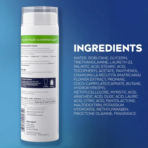 Vista 11 de NIVEA MEN - Espuma de afeitado sensible con vitamina E, extractos calmantes de manzanilla y hamamelis, paquete de 6 latas de 7 onzas
