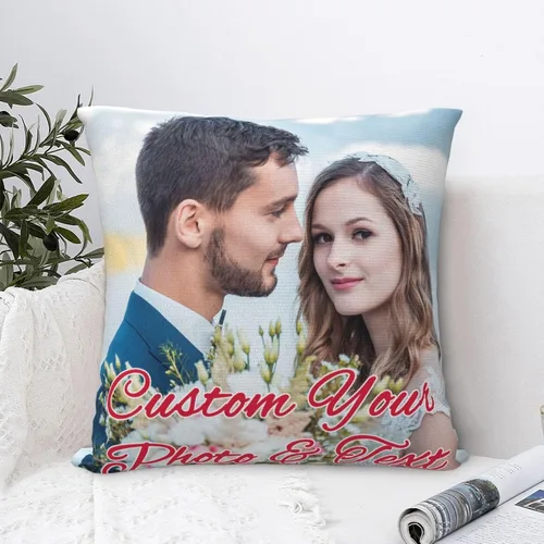 Vista 6 de Funda de almohada personalizada con texto de imagen, funda de almohada con foto personalizada, diseño personalizado para mamá, papá, amigos
