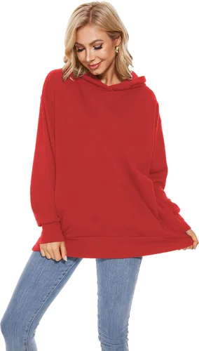 Vista 5 de TAIPOVE Sudaderas con capucha de forro polar liso para mujer de algodón cálida suave de manga larga casual atlética suelta