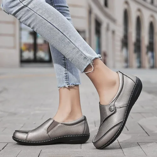 Vista 6 de Geoeleph Mocasines casuales para mujer, mocasines cómodos para caminar, mocasines de cuero para conducir