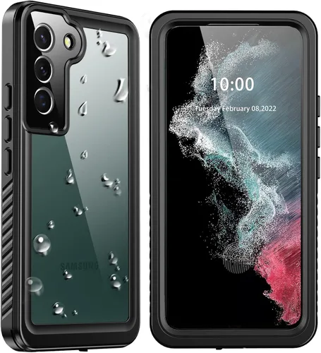 Vista 24 de ANTSHARE Funda impermeable IP68 para iPhone 16, negro/transparente Lente incorporada/protector de pantalla, protección militar contra caídas, funda