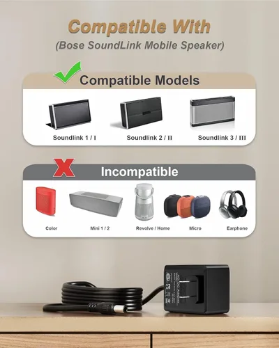 Vista 2 de Cargador de 17 ~ 20V para altavoz móvil Bose Soundlink I II III 1 2 3