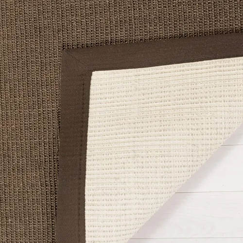 Vista 75 de Alfombra de sisal Safavieh, de color maíz y negro, tejida a mano, de la colección de fibras naturales; 5 x 8 pulgadas, NF441A, Tela, Gris / Gris