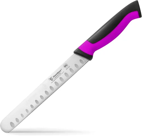 Vista 32 de Cuchillo de chef de 8 pulgadas con borde Granton para rebanar jamón y carne de pavo Certificado NSF Hoja de acero inoxidable alemán Mango