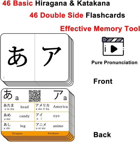 Vista 3 de Tarjetas flash del alfabeto del silabario japonés Hiragana y Katakana