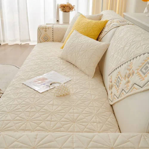 Vista 5 de vctops Noly - Funda acolchada para sofá modular, con bordado geométrico bohemio, antideslizante, protector de muebles para perros, gatos y mascotas