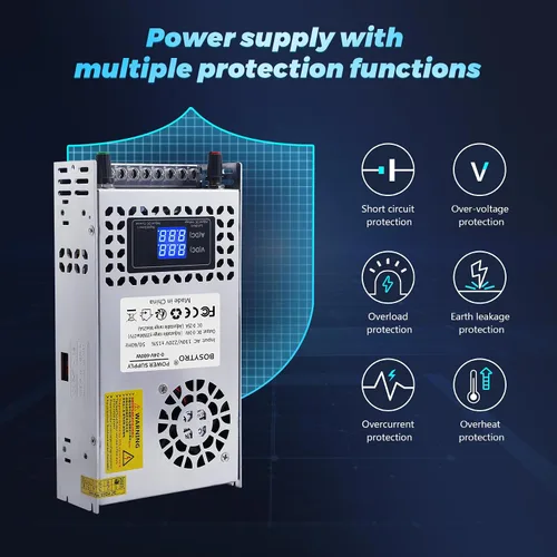 Vista 5 de Fuente de alimentación CC ajustable de 24V 600W, fuente de alimentación conmutable CA 110V/220V a CC 0-24V convertidor CC con pantalla digital LED