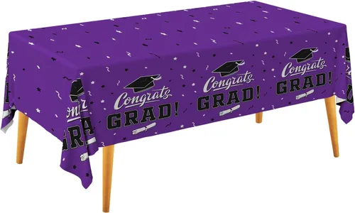 Vista 15 de Gatherfun Decoraciones de graduación, mantel de graduación Gongrats para suministros de fiesta de graduación, 3 manteles de clase de 2026, 54 x 108