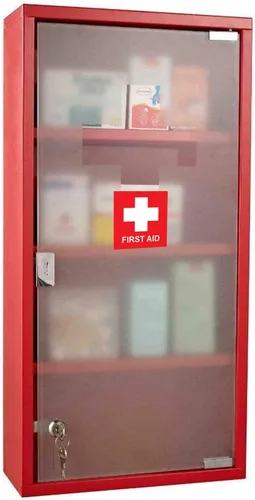 Vista 5 de Calcomanía de primeros auxilios, 4 x 4 pulgadas, letrero adhesivo para kit de primeros auxilios, vinilo autoadhesivo de cruz roja, resistente al