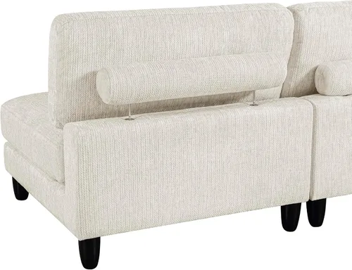 Vista 12 de Lexicon Sofá modular de 120 pulgadas, sofá modular de microfibra de gran tamaño de 4 plazas en forma de L, 6 almohadas decorativas y arreglo Beige