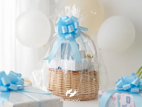 Vista 3 de HUIHUANG Lazos Azules para Envolver Regalos 12 PCS Lazos Azules Bebé de Tirón de 4 Pulgadas de Satén para Regalos, Cesta de Regalo, Bolsa de Papel