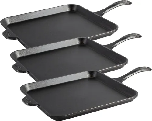 Vista 7 de Lodge - Plancha cuadrada de hierro fundido de 11" Hierro fundido para panqueques, huevos, tocino y parrilla, distribución de calor duradera