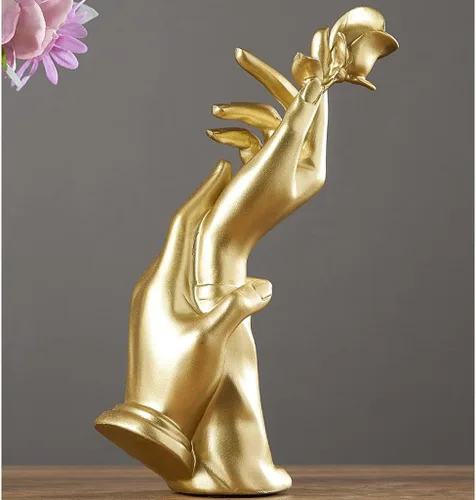 Vista 5 de Escultura de la estatua del feng shui chino, escultura moderna de mano humana, ornamentos decorativos, escritorio de oficina, resina, hecho a mano