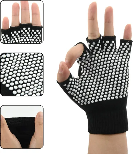Vista 3 de Cosmos Juego de guantes y calcetines de yoga antideslizantes para mujer, juego de calcetines y guantes de pilates para mujer, barra, ballet, bikram