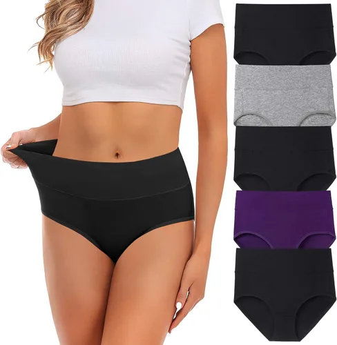 Vista 15 de Ropa interior para mujeres, algodón, cintura media, sin rollitos, cobertura completa, calzoncillos tipo brief para damas, bragas, lencería, ropa