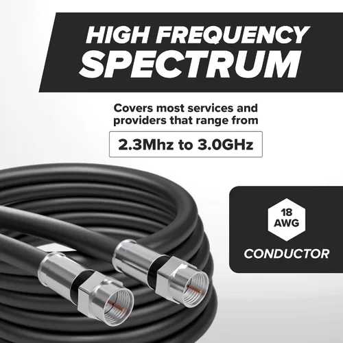 Vista 6 de Cable coaxial THE CIMPLE CO, 1 pie, para interior/exterior, Internet de alta velocidad, extensión para satélite, RG6, coaxial de doble blindaje
