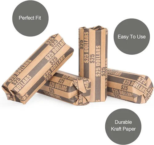 Vista 5 de Sumerfnt Rollos de Envoltorios para Monedas de Dólar, Solo Dólares, Rollos de Dólar Planos 110 Piezas