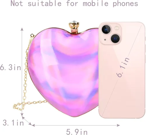 Vista 2 de Goclothod Bolso de mano de cuero con forma de corazón con purpurina para mujer
