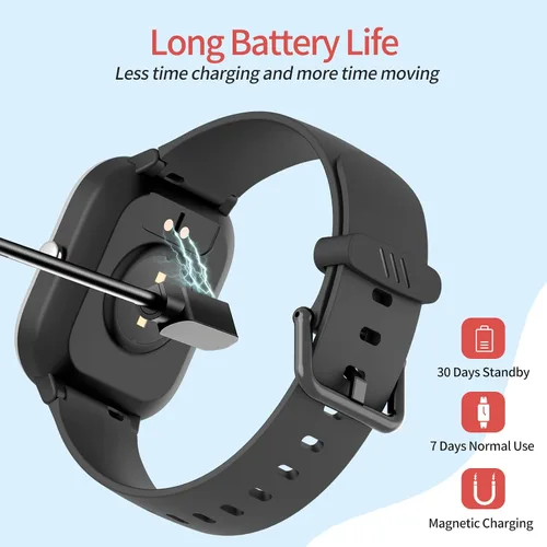 Vista 5 de Reloj de fitness para niños, reloj inteligente impermeable IP68 con esfera de reloj de 1.4 pulgadas, 19 modos deportivos, podómetros, frecuencia