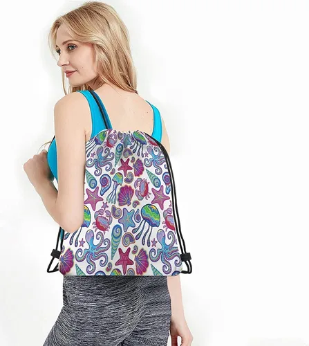 Vista 4 de Beabes Bolsas con cordón de unicornio, mochila y bolsa de gimnasio con cordón, Multi-a63, Mochilas de viaje