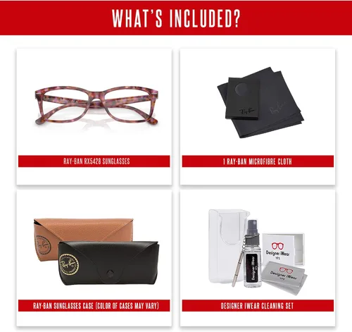 Vista 2 de Ray-Ban RX5428 - Lentes cuadrados para hombre y mujer + paquete con kit de gafas de diseñador iWear