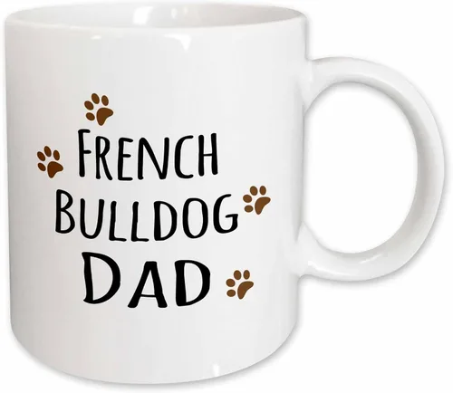 Vista 12 de 3dRose French Bulldog Dog Dad-Doggie by Breed-Brown - Taza con estampado de patas fangosas, 11 onzas, color negro