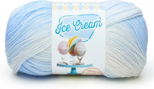 Vista 22 de Lion Brand Yarn, Hilo para Bebé Ice Cream para tejer, ganchillo y manualidades, Baseball Nut, 1 paquete, fibra acrílica colorida de peso DK