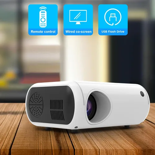 Vista 6 de Mini proyector, proyector portátil compatible con Full HD 1080P, proyector de películas con altavoz integrado, 150ANSI, pantalla de proyección de 26