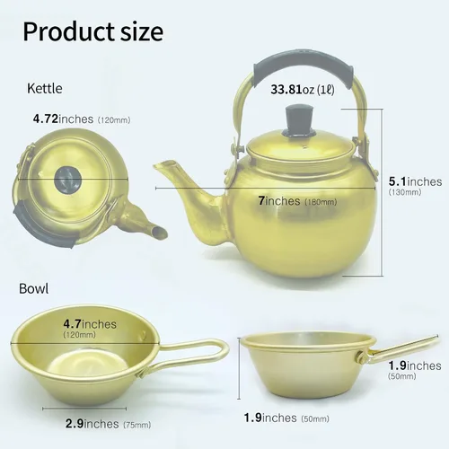 Vista 8 de Hervidor Makgeolli de plata de níquel de 1 litro + 2 cuencos Makgeolli de una sola mano, copa de vino de arroz crudo de Corea Dongdongju hecha