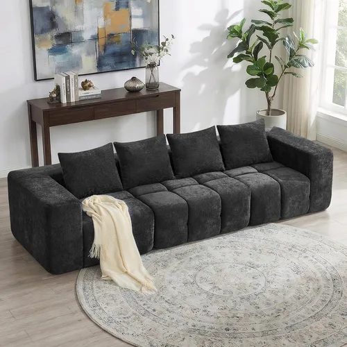 Vista 29 de Sofá de dos plazas seccional modular sin armazón de 78.7 pulgadas, sofá nube capitoné con asiento profundo, sofá de chenilla para sala de estar