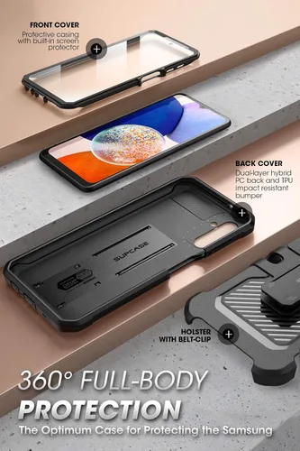 Vista 4 de SUPCASE Unicorn Beetle Pro Series - Funda para Samsung Galaxy A14 5G (versión 2022), funda resistente de cuerpo completo con protector de pantalla