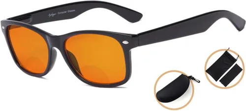 Vista 6 de Eyekepper Lentes bifocales ámbar con bloqueo azul para dormir y lectores bifocales nocturnos, lentes especiales de color naranja para mujeres