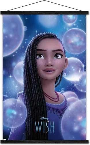 Vista 7 de Trends International Disney Wish Asha - Póster de pared de una hoja, 22.37 x 34.00 pulgadas, paquete de impresión premium y colgador de madera